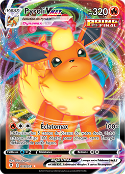 Carte Pokémon Ultra rare VMAX Pyroli VMAX 18/203 de la série Évolution Céleste
