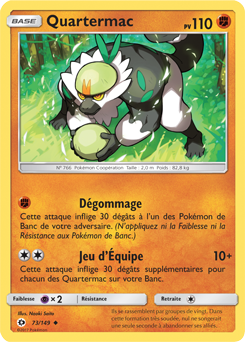 Carte Pokémon Peu commune Quartermac 73/149 de la série Soleil & Lune