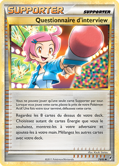 Carte Pokémon Questionnaire d'interview 79/95 de la série Appel des Légendes en vente au meilleur prix