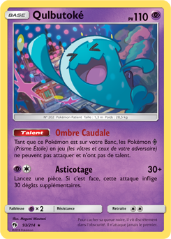 Carte Pokémon Rare Qulbutoké 93/214 de la série Tonnerre Perdu
