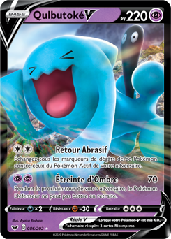 Carte Pokémon Ultra rare V Qulbutoké V 86/202 de la série Épée et Bouclier