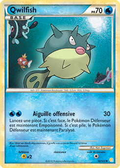 Carte Pokémon Peu commune Qwilfish 50/123 de la série HeartGold SoulSilver