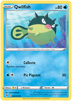 Carte Pokémon Communes Qwilfish 60/264 de la série Poing de Fusion