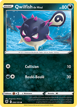 Carte Pokémon Qwilfish de Hisui 088/189 de la série Astres Radieux en vente au meilleur prix