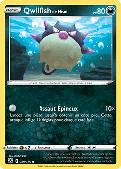 Carte Pokémon Qwilfish de Hisui 089/189 de la série Astres Radieux en vente au meilleur prix