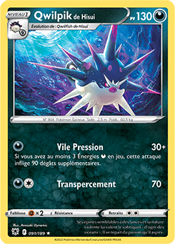 Carte Pokémon Rare Qwilpik de Hisui 091/189 de la série Astres Radieux