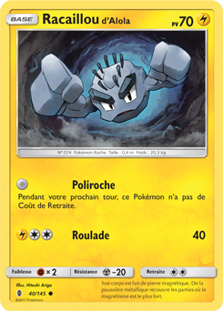 Carte Pokémon Commune Racaillou d'Alola 40/145 de la série Gardiens Ascendants