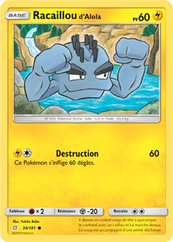 Carte Pokémon Commune Racaillou d'Alola 34/181 de la série Duo de Choc