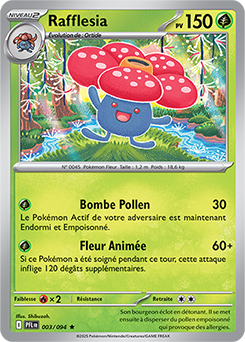 Carte Pokémon Peu commune Rafflesia 3/94 de la série Flammes Fantasmagoriques
