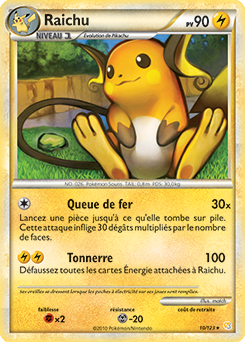 Carte Pokémon Raichu 10/123 de la série HeartGold SoulSilver en vente au meilleur prix