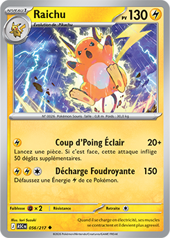 Carte Pokémon Raichu 56/217 de la série Héros Transcendants en vente au meilleur prix