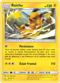 Carte Pokémon Raichu 55/214 de la série Alliance Infallible en vente au meilleur prix