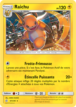 Carte Pokémon Raichu 67/236 de la série Éclipse Cosmique en vente au meilleur prix