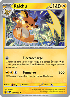 Carte Pokémon Raichu 064/193 de la série Évolutions à Paldea en vente au meilleur prix