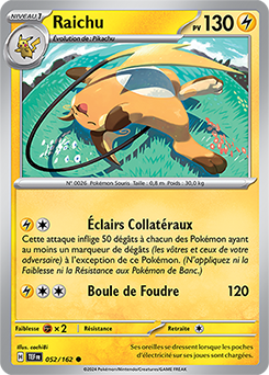 Carte Pokémon Raichu 52/162 de la série Forces Temporelles en vente au meilleur prix