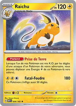 Carte Pokémon Raichu 26/165 de la série 151 en vente au meilleur prix