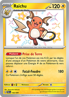 Carte Pokémon Raichu 132/91 de la série Destinées de Paldea en vente au meilleur prix