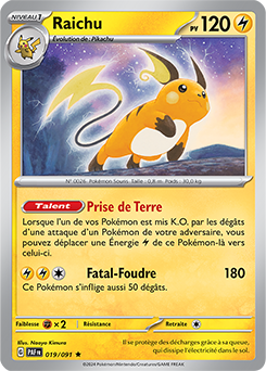 Carte Pokémon Raichu 19/91 de la série Destinées de Paldea en vente au meilleur prix