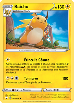 Carte Pokémon Raichu 50/203 de la série Évolution Céleste en vente au meilleur prix