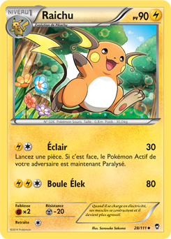 Carte Pokémon Raichu 28/111 de la série Poings Furieux en vente au meilleur prix