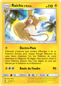 Carte Pokémon Raichu d’Alola 57/236 de la série Harmonie des Esprits en vente au meilleur prix