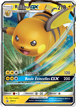 Carte Pokémon Raichu GX SM213 de la série Promos Soleil et Lune en vente au meilleur prix