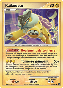 Carte Pokémon Holographique Rare Raikou 16/132 de la série Merveilles Secrètes