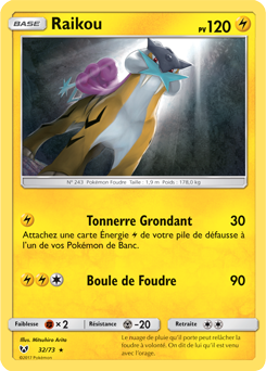 Carte Pokémon Holographique Rare Raikou 32/73 de la série Légendes Brillantes