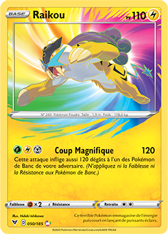 Carte Pokémon Amazing Rare Raikou 050/185 de la série Voltage Éclatant