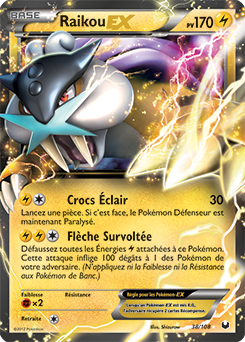 Carte Pokémon Raikou EX 38/108 de la série Explorateurs Obscurs en vente au meilleur prix