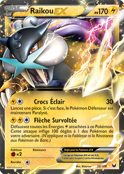 Carte Pokémon Pokémon EX Raikou EX 38/108 de la série Explorateurs Obscurs