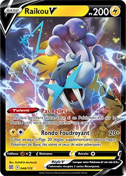 Carte Pokémon Ultra rare V Raikou V 048/172 de la série Stars Étincelantes