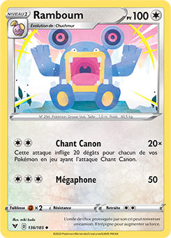 Carte Pokémon Peu commune Ramboum 136/185 de la série Voltage Éclatant