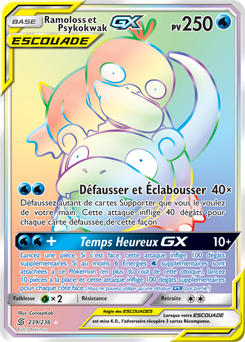 Carte Pokémon Secrète Rainbow GX Ramoloss Psykokwak GX 239/236 de la série Harmonie des Esprits