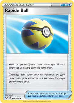 Carte Pokémon Rapide Ball 179/202 de la série Épée et Bouclier en vente au meilleur prix
