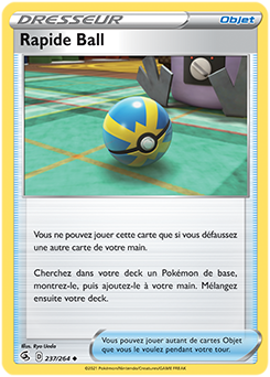 Carte Pokémon Peu commune Rapide Ball 237/264 de la série Poing de Fusion