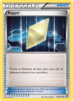 Carte Pokémon Peu commune Rappel 102/114 de la série Noir & Blanc
