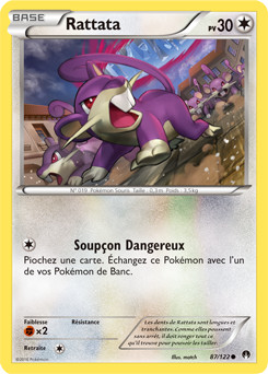 Carte Pokémon Rattata 87/122 de la série Rupture Turbo en vente au meilleur prix