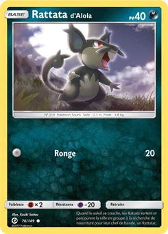 Carte Pokémon Rattata d'Alola 76/149 de la série Soleil & Lune en vente au meilleur prix