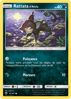 Carte Pokémon Commune Rattata d'Alola 81/147 de la série Ombres Ardentes