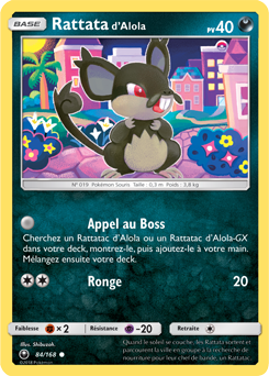 Carte Pokémon Commune Rattata d'Alola 84/168 de la série Tempête Céleste