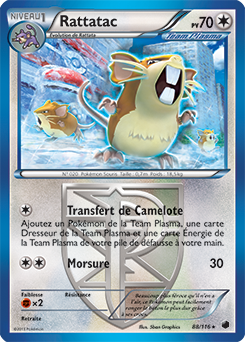 Carte Pokémon Rattatac 88/116 de la série Glaciation Plasma en vente au meilleur prix