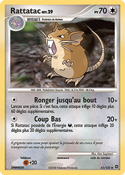 Carte Pokémon Peu commune Rattatac 61/132 de la série Merveilles Secrètes