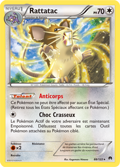 Carte Pokémon Rare Rattatac 88/122 de la série Rupture Turbo