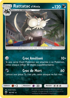 Carte Pokémon Rattatac d'Alola 82/147 de la série Ombres Ardentes en vente au meilleur prix