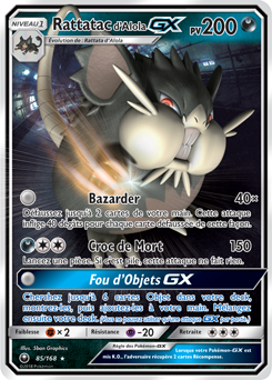 Carte Pokémon Pokémon GX Rattatac d'Alola GX 85/168 de la série Tempête Céleste