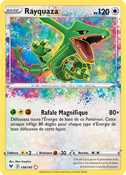 Carte Pokémon Amazing Rare Rayquaza 138/185 de la série Voltage Éclatant
