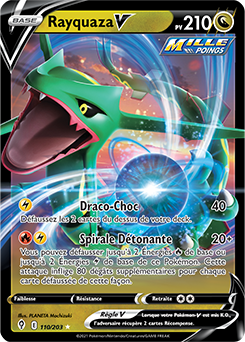 Carte Pokémon Ultra rare V Rayquaza V 110/203 de la série Évolution Céleste