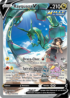 Carte Pokémon Full Art V Rayquaza V 194/203 de la série Évolution Céleste