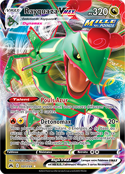 Carte Pokémon Ultra rare VMAX Rayquaza VMAX 101/159 de la série Zénith Suprême